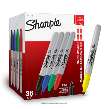 Sharpie Permanent Markers, Fine Point, Black, 36 Count - (New)
