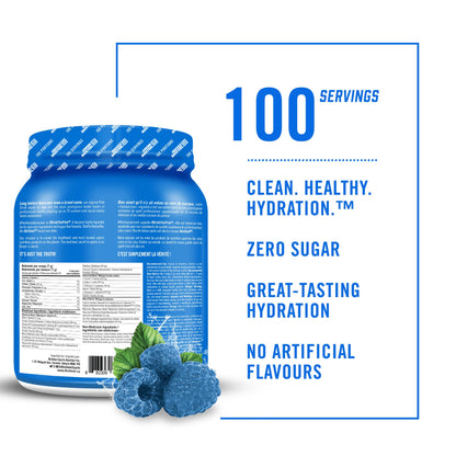 BioSteel Hydration Mix, Great Tasting Hydration with Zero Sugar, and No Artificial Flavours or Preservatives, Blue Raspberry Flavour, 20 Servings per Tub