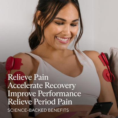 Therabody PowerDot 2.0 Duo - Stim TENS Unit for Pain Relief - Bluetooth Electrical Muscle Stimulation Device, 2 Smart Wireless NMES & TENS Pods for Muscle Pain, PMS and Menstrual Period Cramps - Red