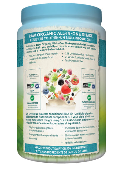 Garden Of Life Raw All-in-One Nutritional Shake, Lightly Sweet, (28 servings- 1038g.) Packed with 20 grams of Certified Organic Plant Protein packed with incredible nutrition to help build lean muscle. Assists in the building of lean muscle when combined