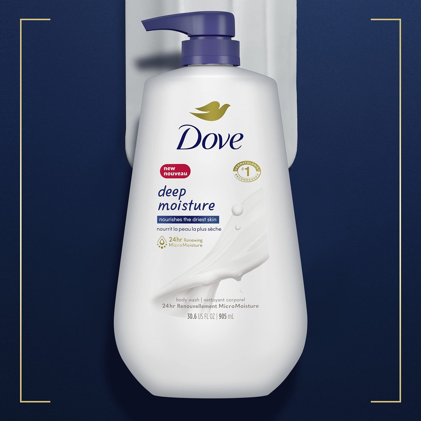 Dove Deep Moisture Body Wash with Pump, for nourishing the driest skin, 905ml (Pack of 2)