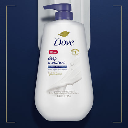 Dove Deep Moisture Body Wash with Pump, for nourishing the driest skin, 905ml (Pack of 2)