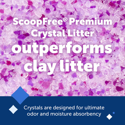 PetSafe ScoopFree Premium Blue Crystal Litter, Superior Odor Control - Low Tracking for Less Mess - Lasts Up to 1 Month (2 Pack of 4.3 Lb Bag)