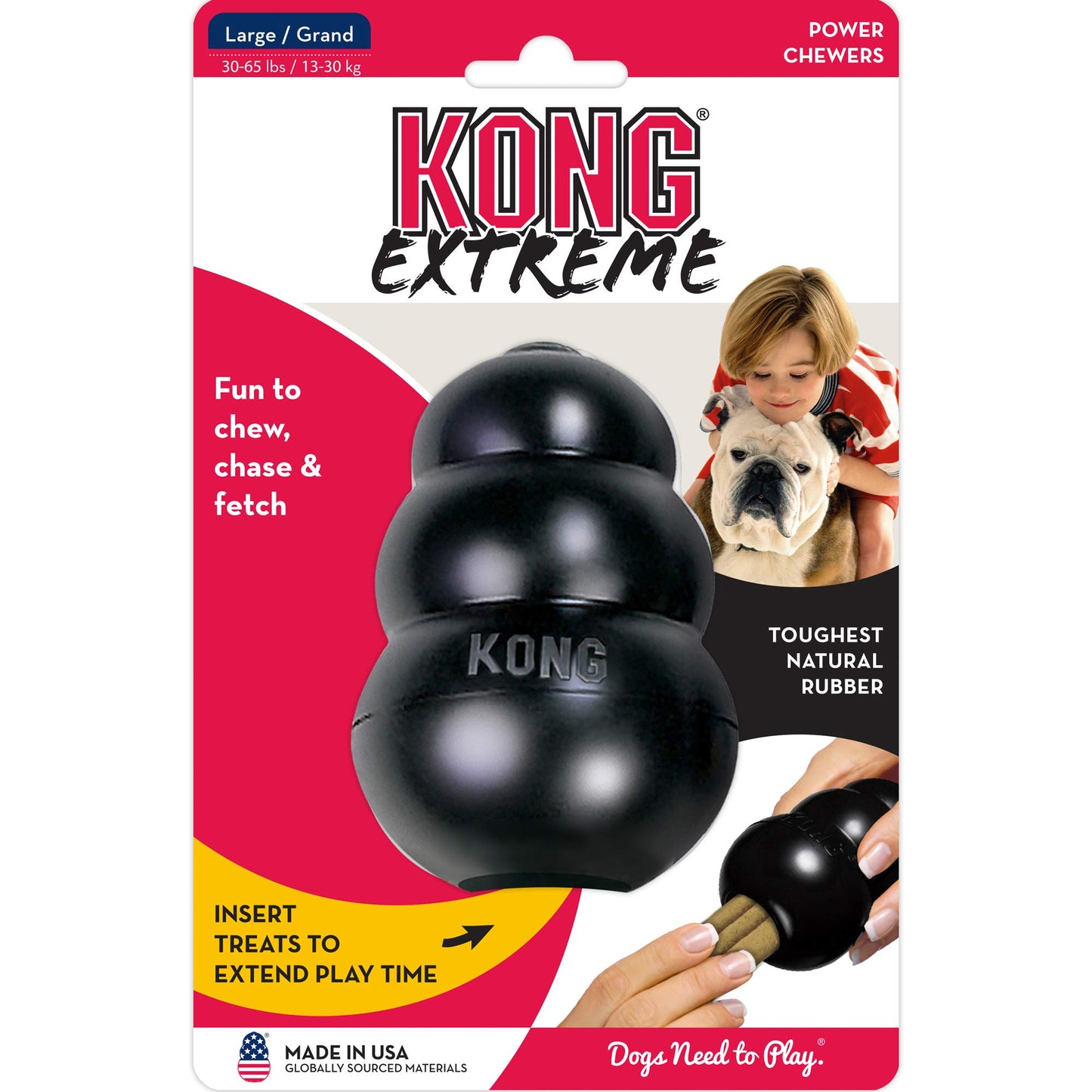 KONG Extreme - Durable Rubber Chew Toy for Power Chewers, Black - For Extra Large Dogs