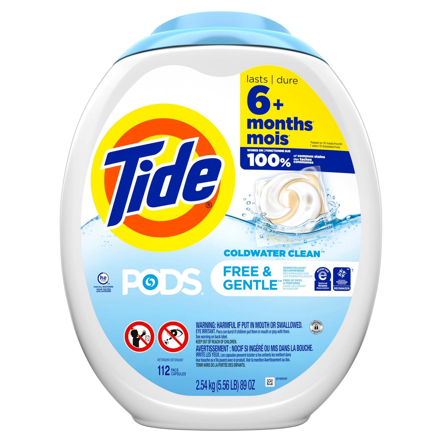 Tide PODS Free and Gentle Laundry Detergent Soap Pacs, HE Compatible and Coldwater Clean, 112 Count