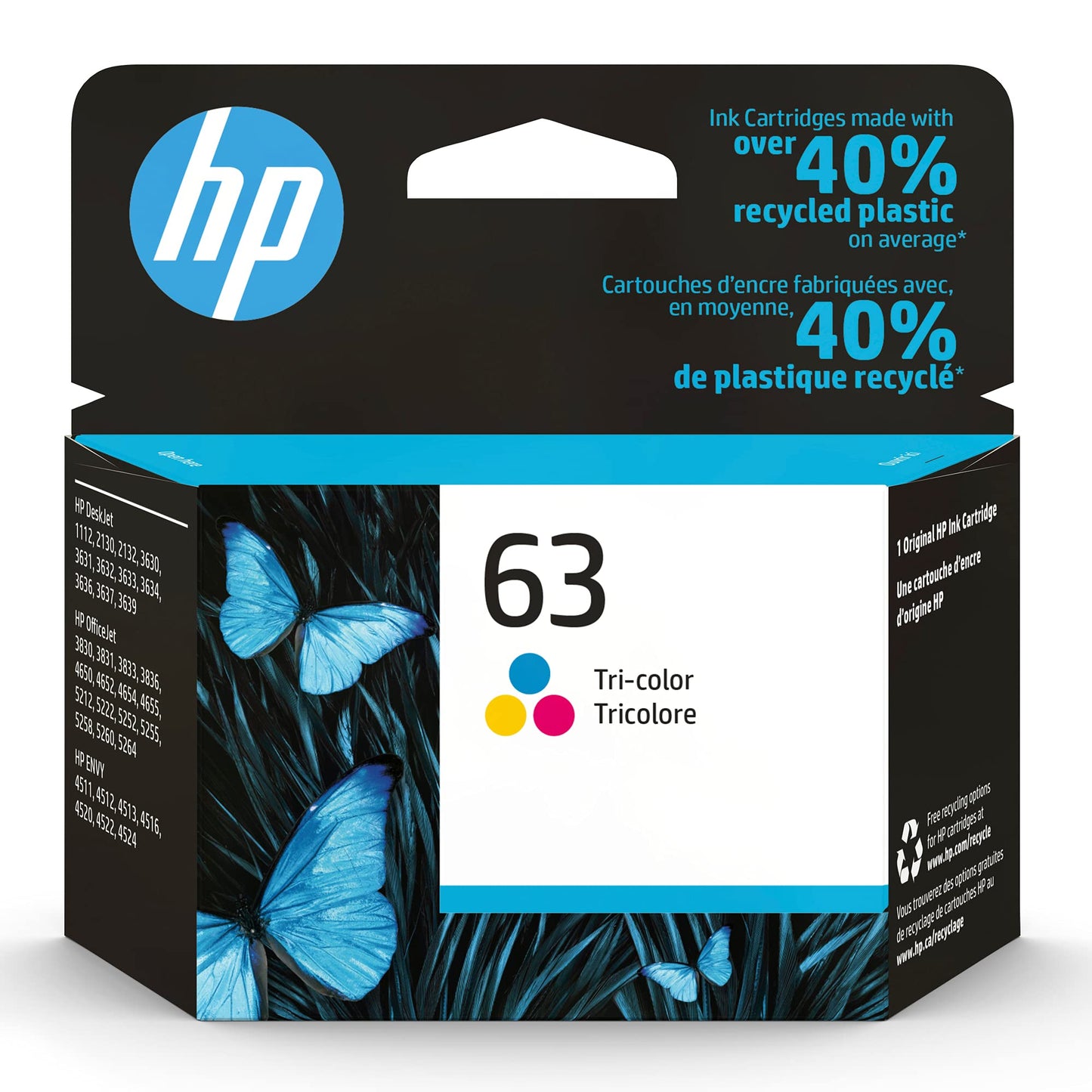 HP 63XL Black High-yield Ink Cartridge | Works with HP DeskJet 1112, 2130, 3630 Series; HP ENVY 4510, 4520 Series; HP OfficeJet 3830, 4650, 5200 Series | Eligible for Instant Ink | F6U64AN