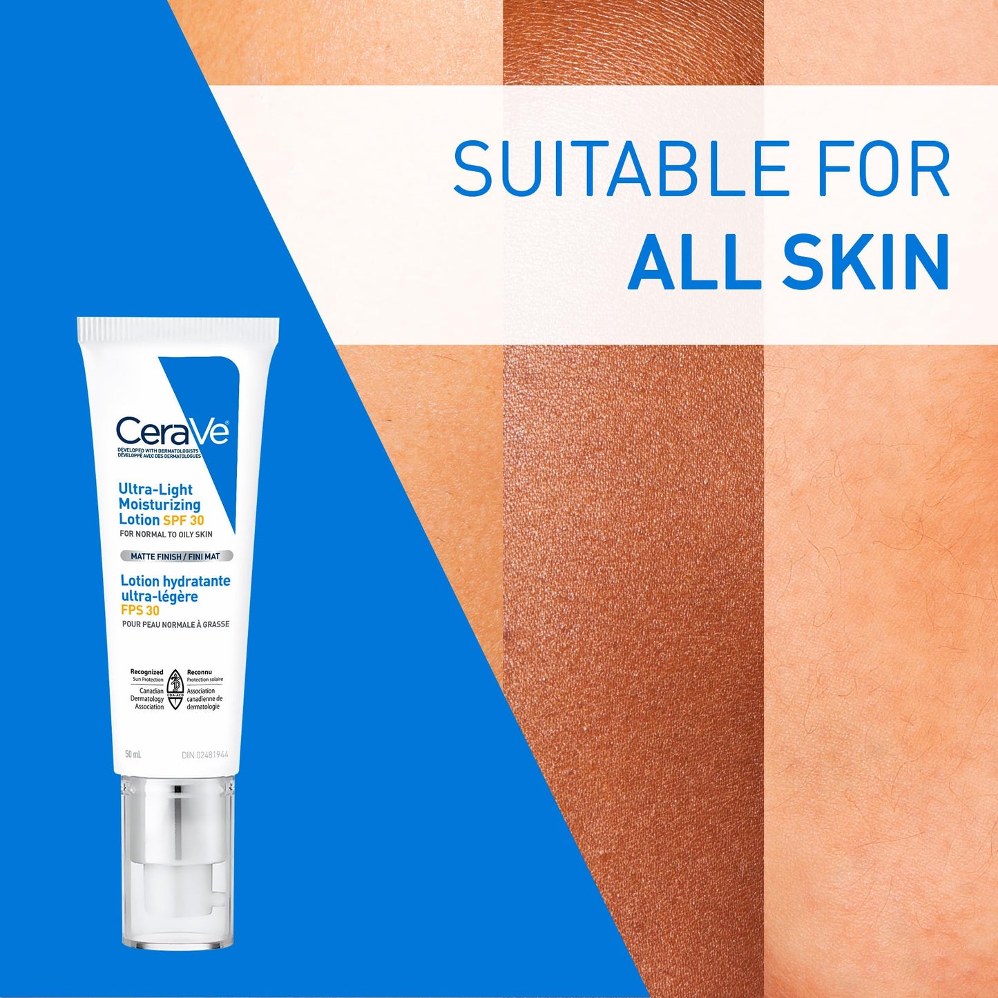 CeraVe Ultra-light Face Moisturizer with SPF 30. Hyaluronic Acid face sunscreen lotion for Men & Women, Normal to Oily & sensitive skin. Fragrance-Free, Oil-Free, Non-Comedogenic, Travel Size 50ML