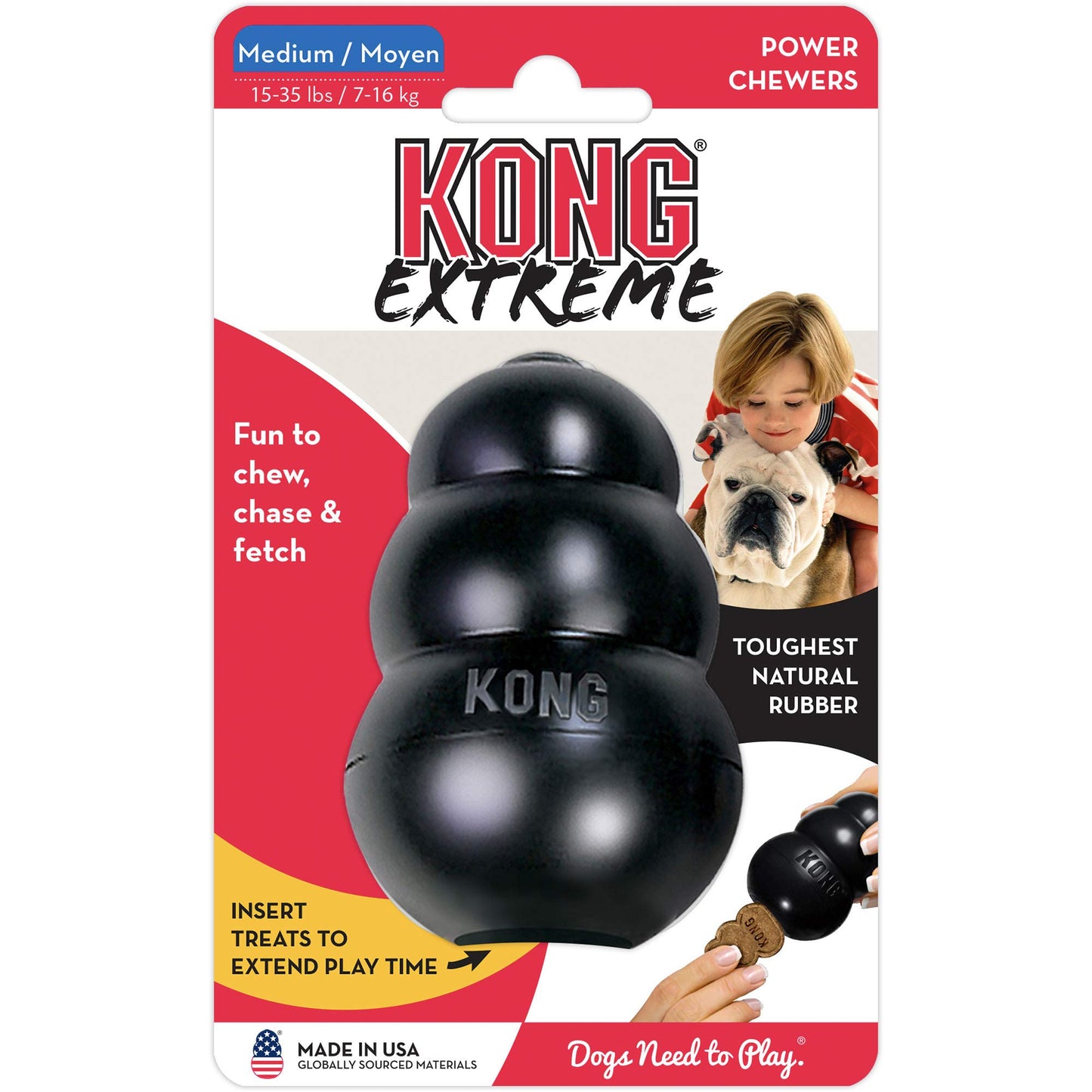 KONG Extreme - Durable Rubber Chew Toy for Power Chewers, Black - For Extra Large Dogs
