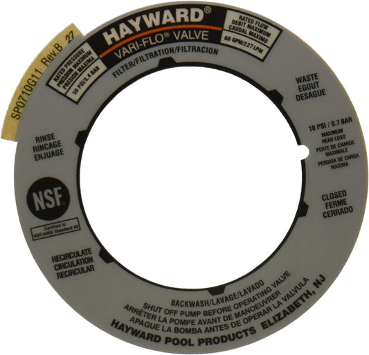 Hayward SPX0710G Label Plate Replacement for Hayward Multiport and Sand Filter Valves