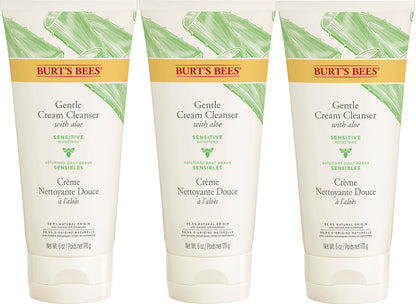 Burt's Bees Sensitive Hydrating Gentle Daily Face Cream Moisturizer Face Lotion for Sensitive Skin with Aloe and Rice Milk, 98.9% Natural Origin, Developed with Dermatologists, 51g