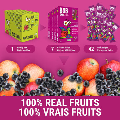 Bob Snail Fruit Leather Sweet & Sour Family Pack - Nut free fruit Roll Ups with Dried Mango,Sour Cherry & Blackcurrant, Candy box Fruit Snacks, All Natural Healthy Snacks for kids, Sugar Free sour Candy, 42 pcs Pack / 588 gram candy bulk (Exotic Mix)