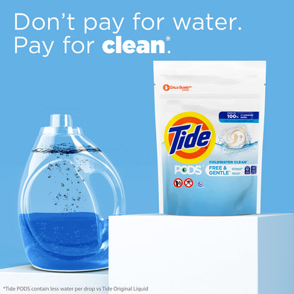 Tide PODS Free and Gentle Laundry Detergent Soap Pacs, HE Compatible and Coldwater Clean, 112 Count