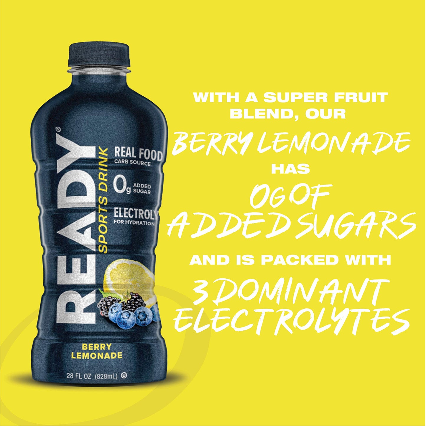Ready Sports Drink, Electrolyte Blend with B Vitamins and No Added Sugar, Peach Mango, 16.9 Fluid Ounces