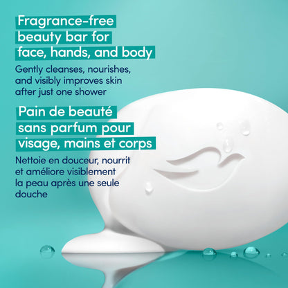 Dove Beauty Bar More Moisturizing Than Bar Soap for Softer Skin, Fragrance Free, Hypoallergenic Sensitive Skin With Gentle Cleanser 1272g (Pack of 12)