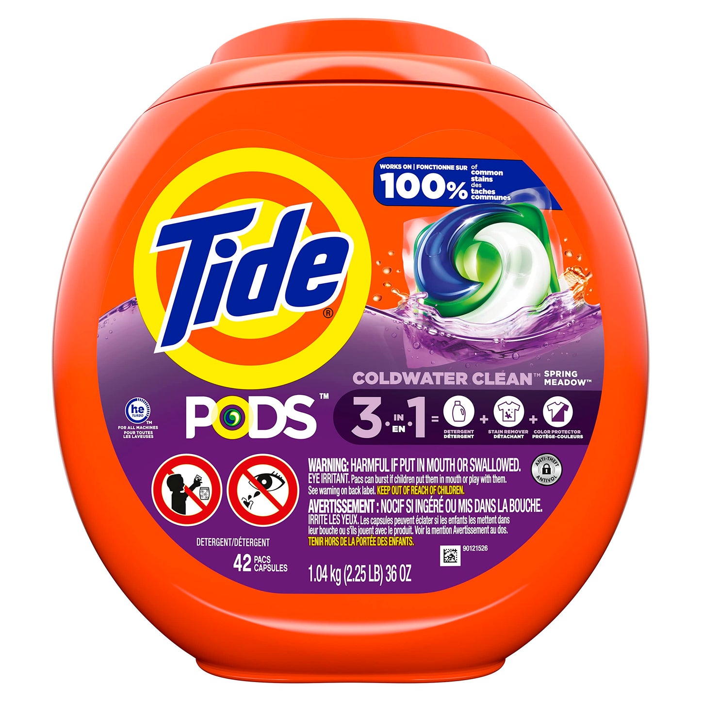 Tide PODS Liquid Laundry Detergent pacs, Spring Meadow Scent, 112 count
