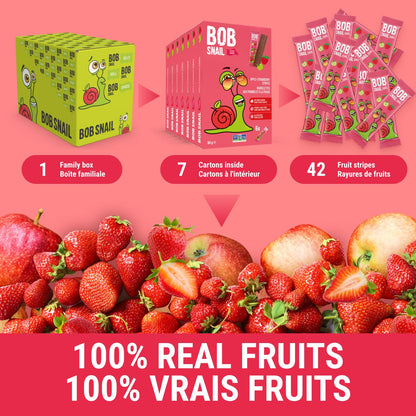 Bob Snail Fruit Leather Sweet & Sour Family Pack - Nut free fruit Roll Ups with Dried Mango,Sour Cherry & Blackcurrant, Candy box Fruit Snacks, All Natural Healthy Snacks for kids, Sugar Free sour Candy, 42 pcs Pack / 588 gram candy bulk (Exotic Mix)