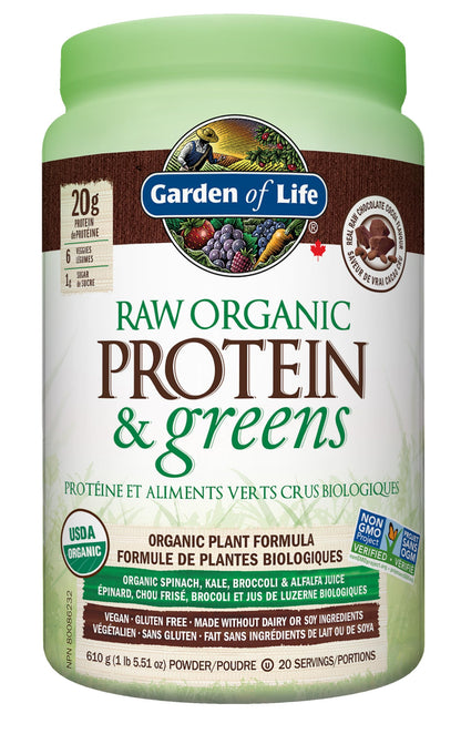 Garden Of Life Raw Organic Protein&greens - Vanilla 550.0 Gram Vanilla. Packed with 20g of protein, 6 veggies and 0g sugar. A delicious protein boost from organic sprouted brown rice, organic pea & organic chia, plus a blend of nutrient-rich greens. Glute