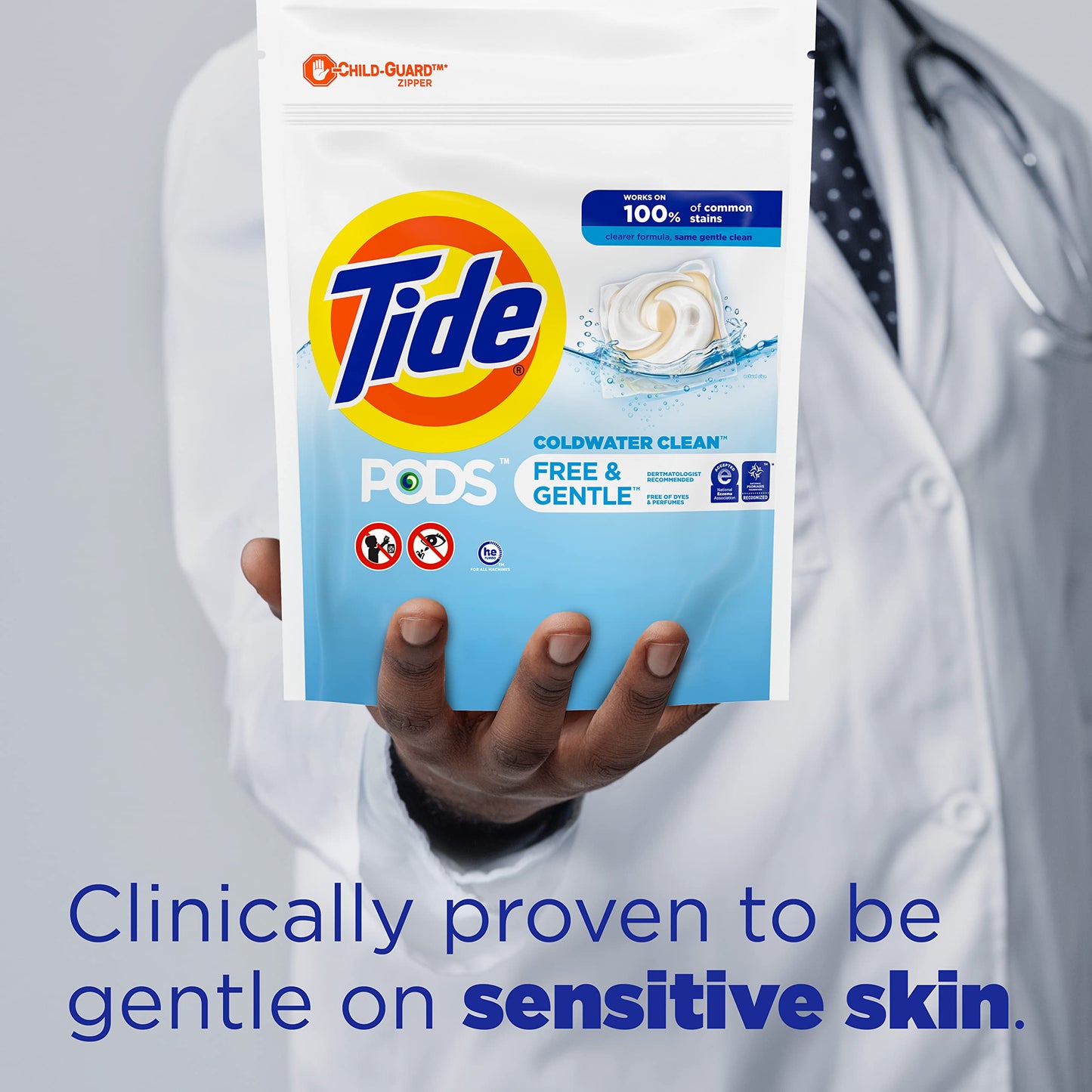 Tide PODS Free and Gentle Laundry Detergent Soap Pacs, HE Compatible and Coldwater Clean, 112 Count