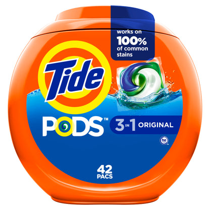 Tide PODS Laundry Detergent Pacs, Original Scent, Powerful 3-in-1 Clean in one Step, HE Compatible, 112 Count