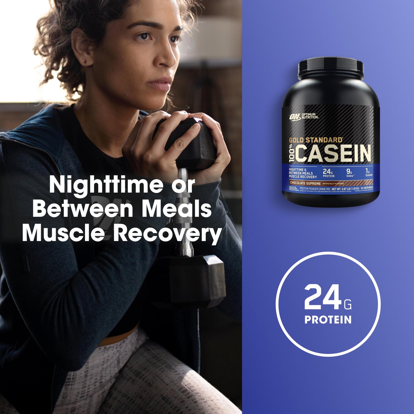 OPTIMUM NUTRITION GOLD STANDARD 100% Micellar Casein Protein Powder, Slow Digesting, Helps Keep You Full, Overnight Muscle Recovery, Creamy Vanilla, 0.91 kg