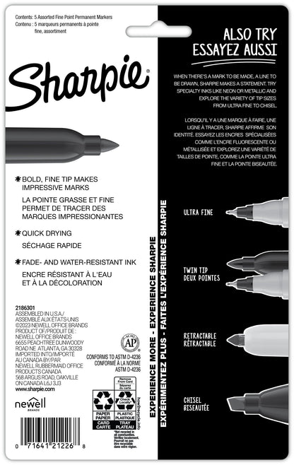 Sharpie Glam Pop Permanent Markers, Fine Point, Assorted Colours, 24 Count