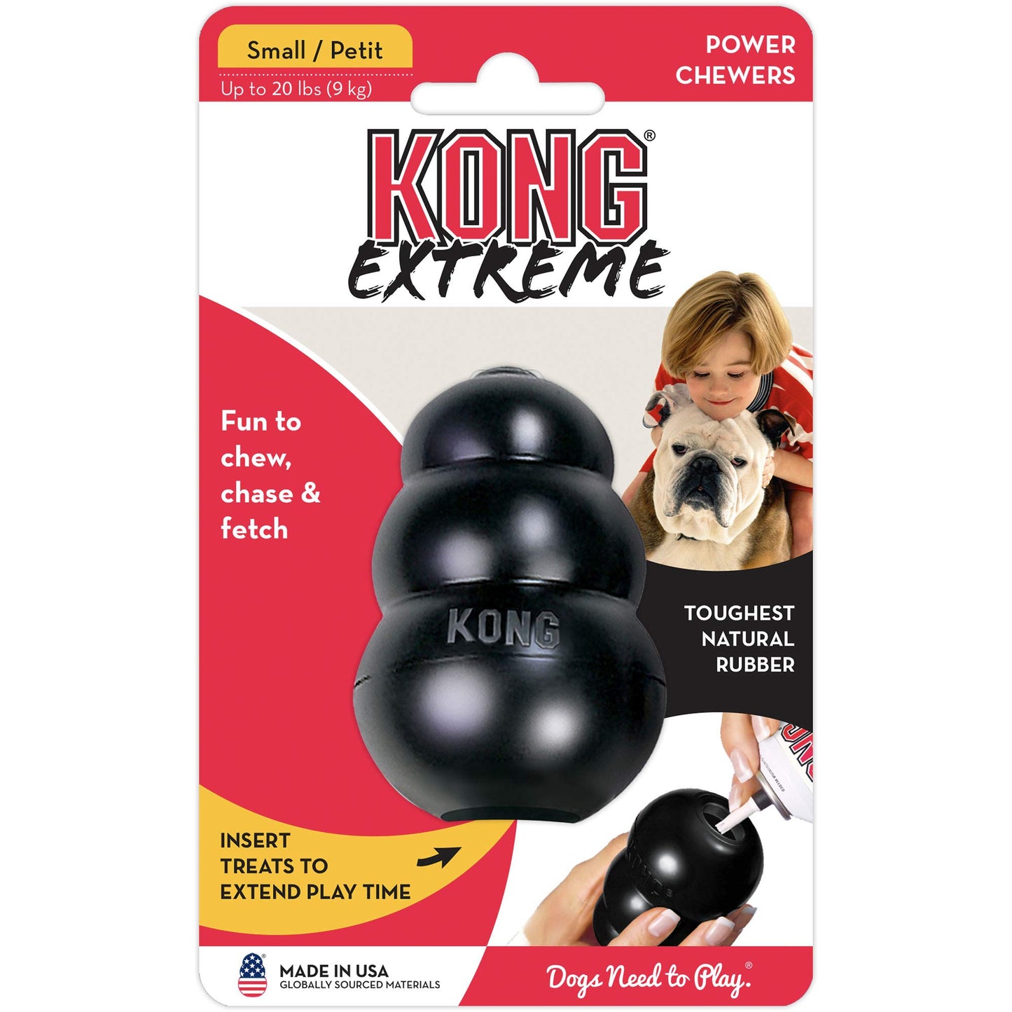 KONG Extreme - Durable Rubber Chew Toy for Power Chewers, Black - For Extra Large Dogs