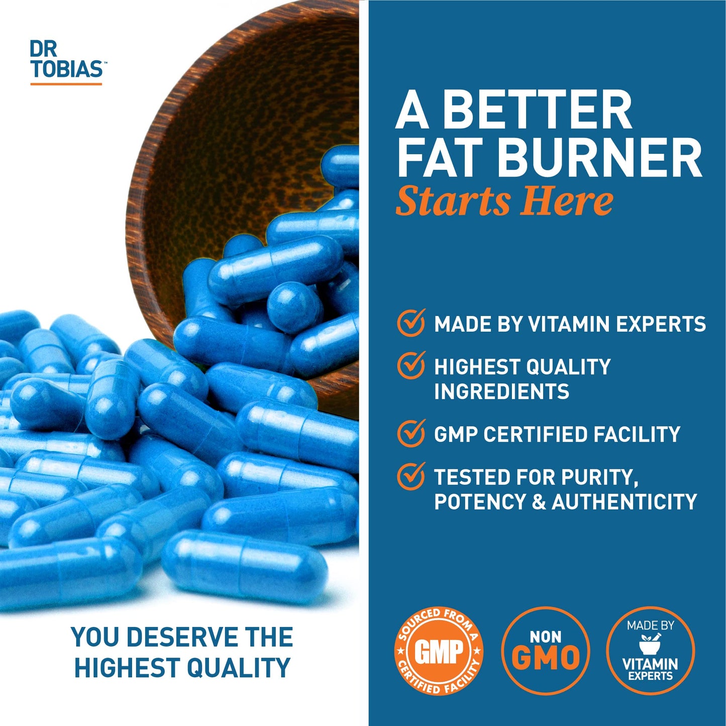 Dr. Tobias Fat Burner Nightly, Night Time Metabolic Support with White Kidney Bean Extract, Ashwagandha Root, Green Coffee Bean Extract & Melatonin, Non-GMO, 60 Capsules (30 Day Supply)
