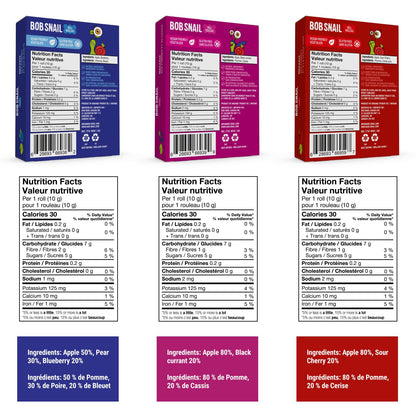 Bob Snail Healthy Snacks Berry Mix Family Pack - Nut free fruit Rolls with Blueberry, Raspberry & Strawberry, Candy box Fruit Snacks, All Natural Healthy Snacks for kids, No Added Sugar sour Candy, 80 pcs Pack / 800 gram candy bulk (Blueberry, Raspberry &