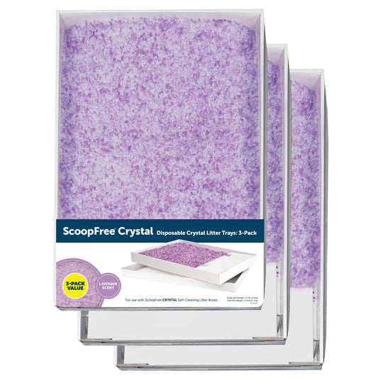 PetSafe ScoopFree Crystal Litter Tray Refills Lavender Crystals, 3-Pack Disposable Tray Includes Leak Protection & Low Tracking Litter Absorbs Odors on Contact,(PAC00-16689)