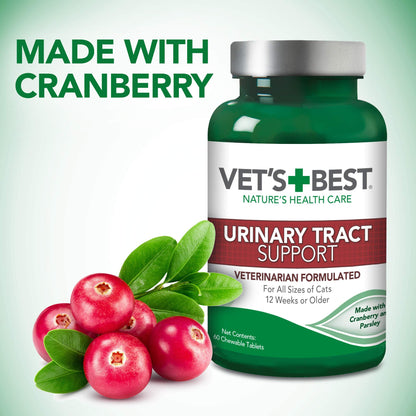 Vet's Best Feline Urinary Tract Support Cat Supplements, 60 Chewable Tablets