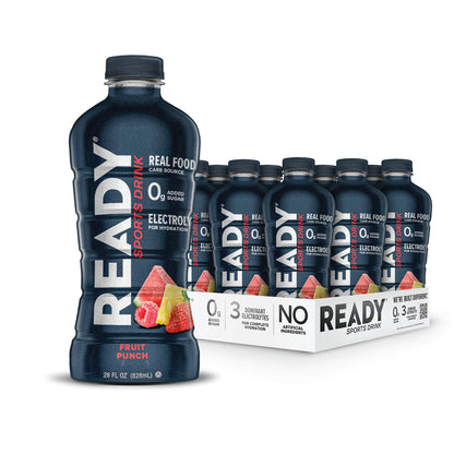 Ready Sports Drink, Electrolyte Blend with B Vitamins and No Added Sugar, Peach Mango, 16.9 Fluid Ounces
