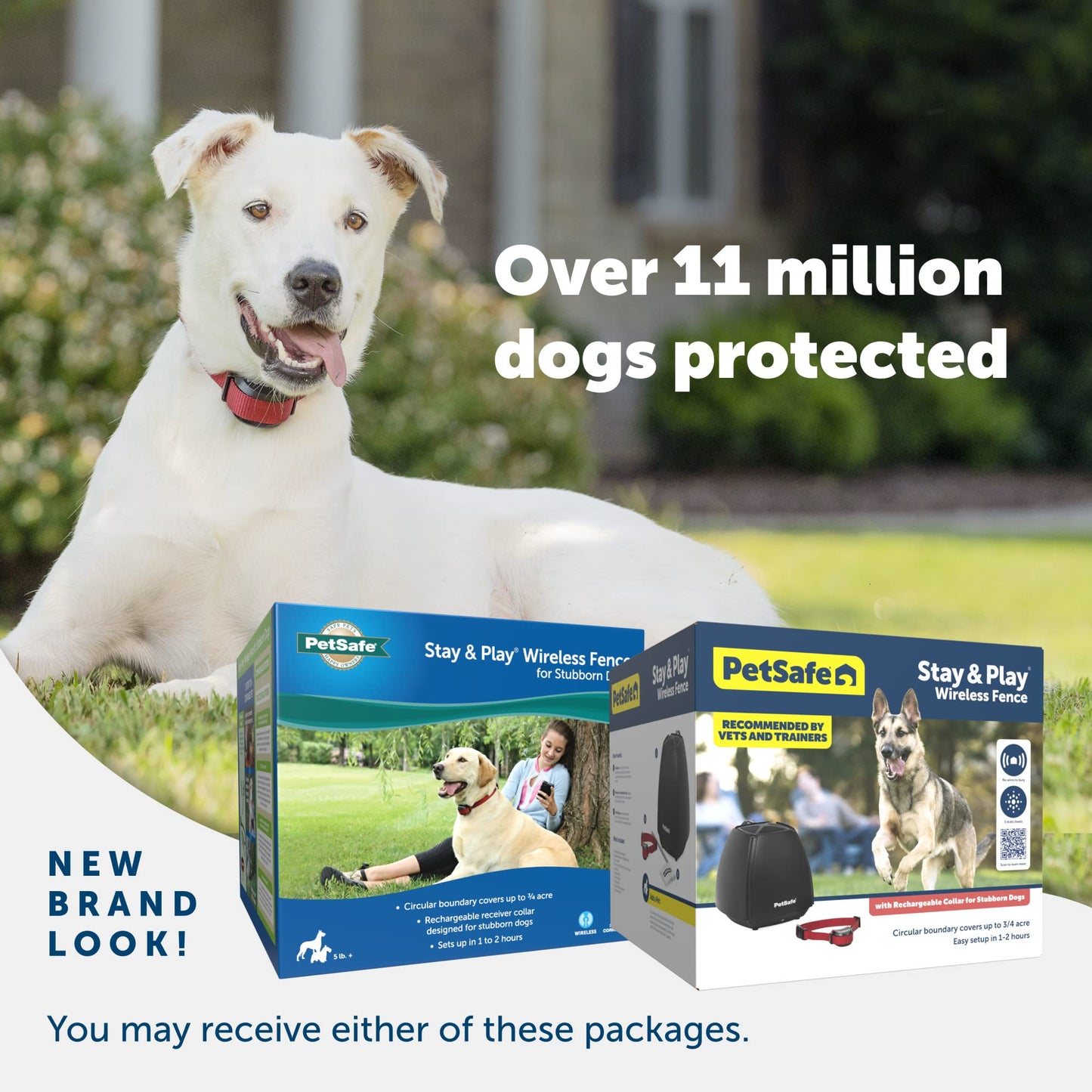 PetSafe Stay and Play Wireless Pet Fence for Stubborn Dogs from The Parent Company of Invisible Fence Brand Above Ground Electric Pet Fence with Waterproof and Rechargeable Training Collar