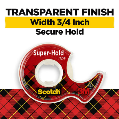 Scotch Super-Hold Tape Transparent Finish, 3/4 x 300 Inches, 3 Dispensered Rolls
