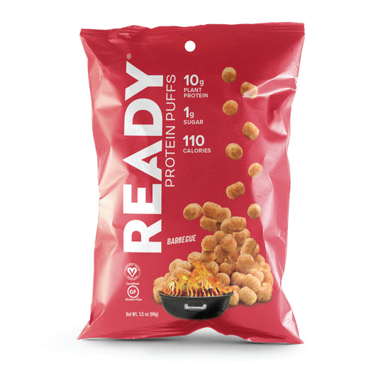 Ready Protein Puffs, 10g Plant-Based Protein, Gluten-Free, Vegan, Non-GMO, Barbecue, 3.5 Ounce Pouch, 6-Pack