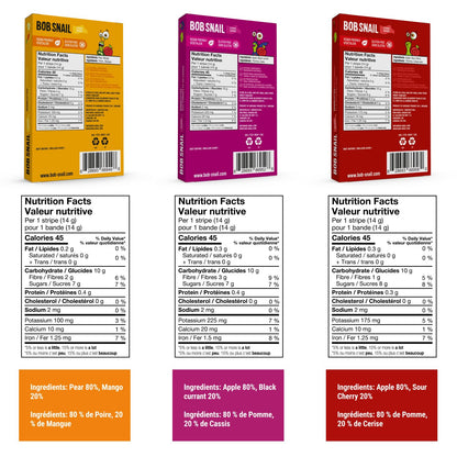 Bob Snail Fruit Leather Sweet & Sour Family Pack - Nut free fruit Roll Ups with Dried Mango,Sour Cherry & Blackcurrant, Candy box Fruit Snacks, All Natural Healthy Snacks for kids, Sugar Free sour Candy, 42 pcs Pack / 588 gram candy bulk (Exotic Mix)