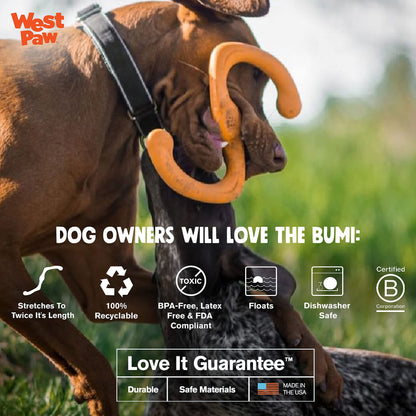 West Paw Zogoflex Bumi Interactive Tug of War Durable Dog Play Toy, 100% Guaranteed Tough, It Floats!, Made in USA, Large, Tangerine