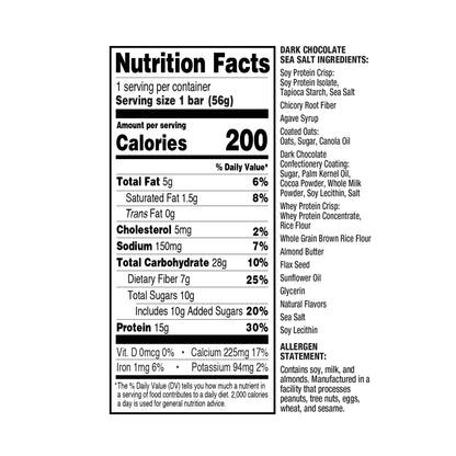 Ready CLEAN Bar, 15g of Protein, 7g Fiber, 6.5g of Whole Grains, NON-GMO, Dark Chocolate Blueberry Almond, 1.8 Ounces, 12-Pack