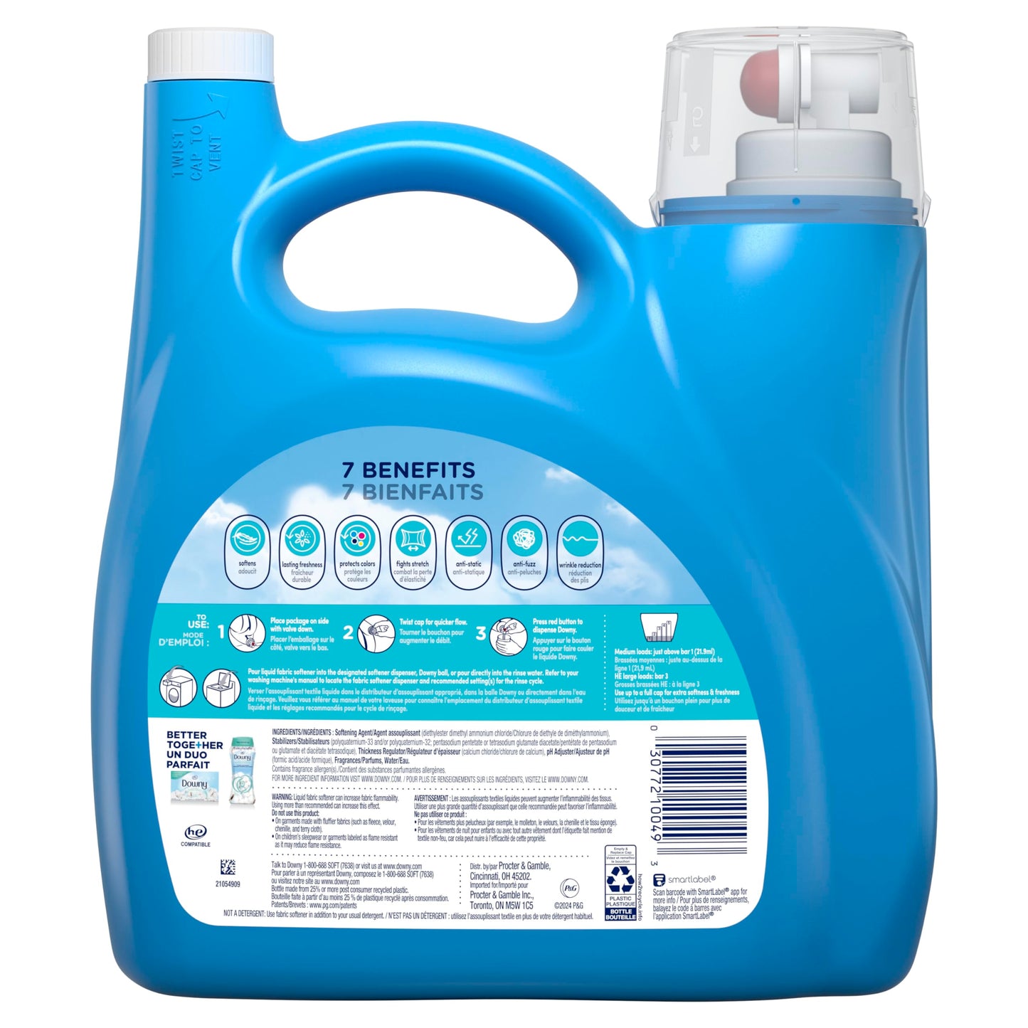 Downy Ultra Laundry Liquid Fabric Softener (Fabric Conditioner), Cool Cotton, 2.64L, 120 Loads
