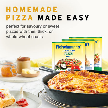 Fleischmann’s Pizza Dough Yeast 6 x 24 grams (8g per sachet), Pizza Yeast, Yeast for Thin, Thick, or Whole-Wheat Pizza Crust, Makes Pizza Dough Fresh in 30 Minutes