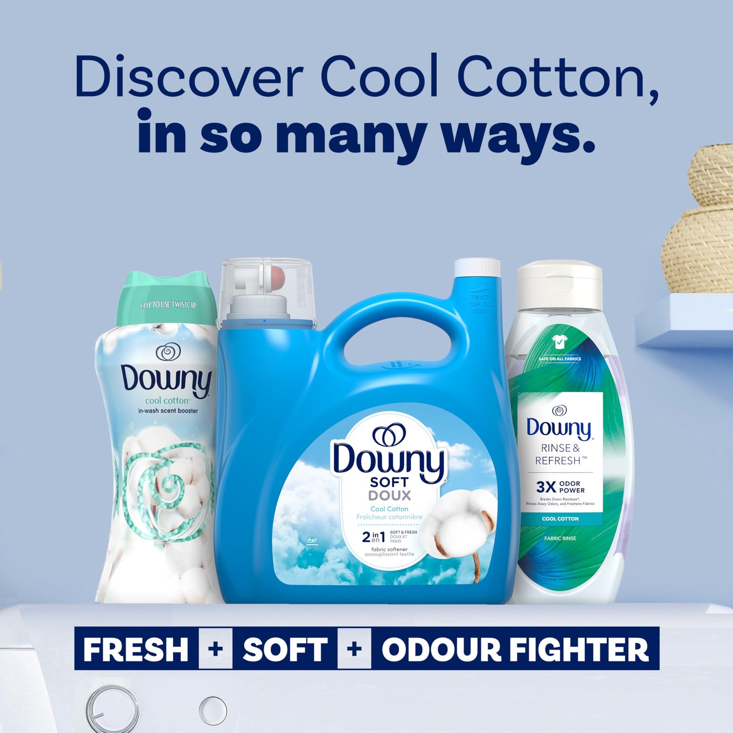 Downy Ultra Laundry Liquid Fabric Softener (Fabric Conditioner), Cool Cotton, 2.64L, 120 Loads