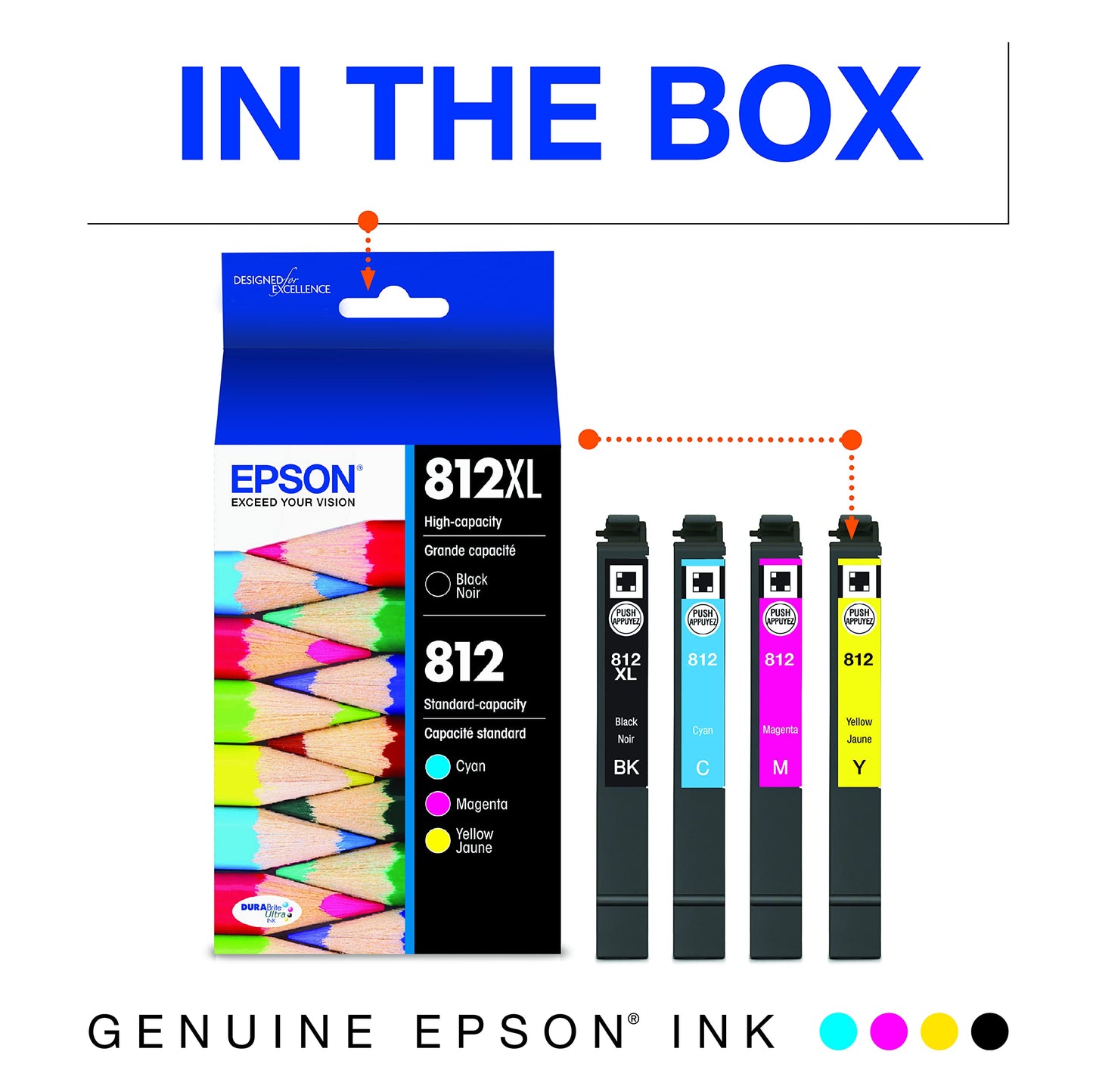 Epson T812 High Capacity Black and Standard Capacity Colour Combo (CMY) Pack Ink