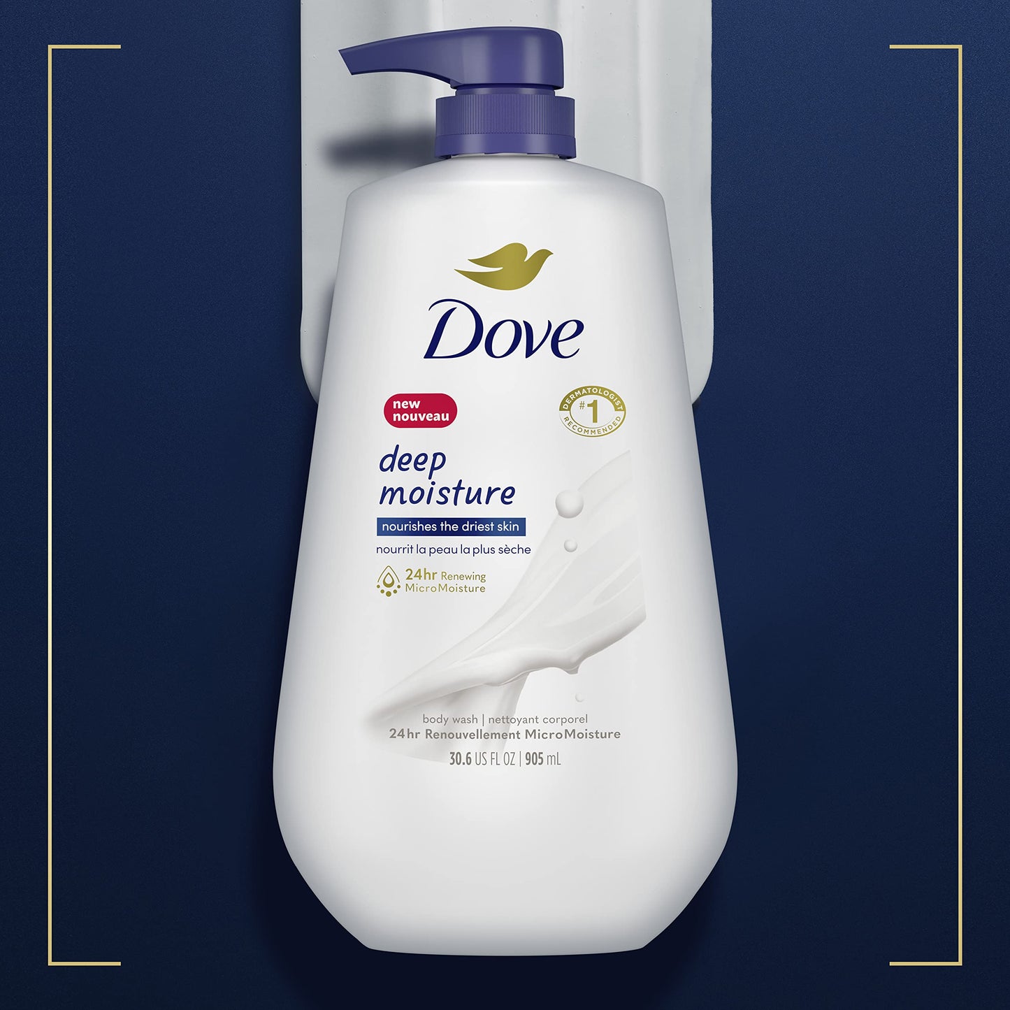 Dove Deep Moisture Body Wash with Pump, for nourishing the driest skin, 905ml (Pack of 2)