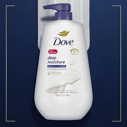 Dove Deep Moisture Body Wash with Pump, for nourishing the driest skin, 905ml (Pack of 2)