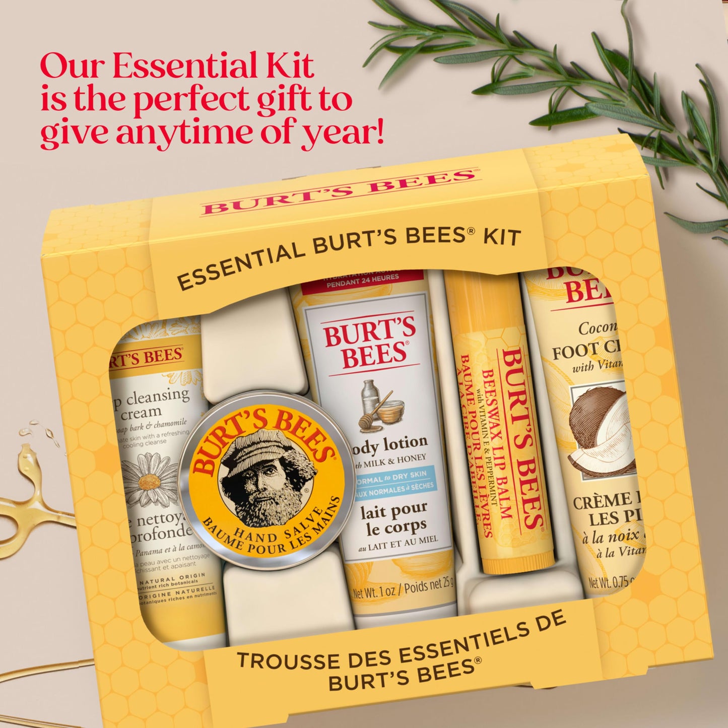 Burt's Bees Kissable Colour Gift Set, Warm Collection, 3 Lip Shimmers in Peony, Rhubarb and Fig
