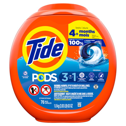 Tide PODS Laundry Detergent Pacs, Original Scent, Powerful 3-in-1 Clean in one Step, HE Compatible, 112 Count