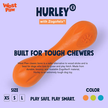 West Paw Zogoflex Hurley Durable Dog Bone Chew Toy for Aggressive Chewers, 100% Guaranteed Tough, It Floats!, Made in USA, Small, Granny Smith
