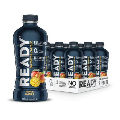 Ready Sports Drink, Electrolyte Blend with B Vitamins and No Added Sugar, Peach Mango, 16.9 Fluid Ounces