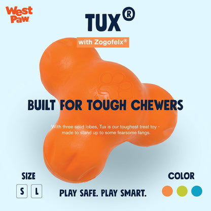 West Paw Zogoflex Tux Interactive Treat Dispensing Dog Chew Toy for Aggressive Chewers, 100% Guaranteed Tough, It Floats!, Made in USA, Small, Aqua