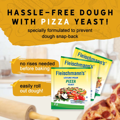 Fleischmann’s Pizza Dough Yeast 6 x 24 grams (8g per sachet), Pizza Yeast, Yeast for Thin, Thick, or Whole-Wheat Pizza Crust, Makes Pizza Dough Fresh in 30 Minutes