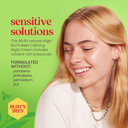 Burt's Bees Sensitive Hydrating Gentle Daily Face Cream Moisturizer Face Lotion for Sensitive Skin with Aloe and Rice Milk, 98.9% Natural Origin, Developed with Dermatologists, 51g